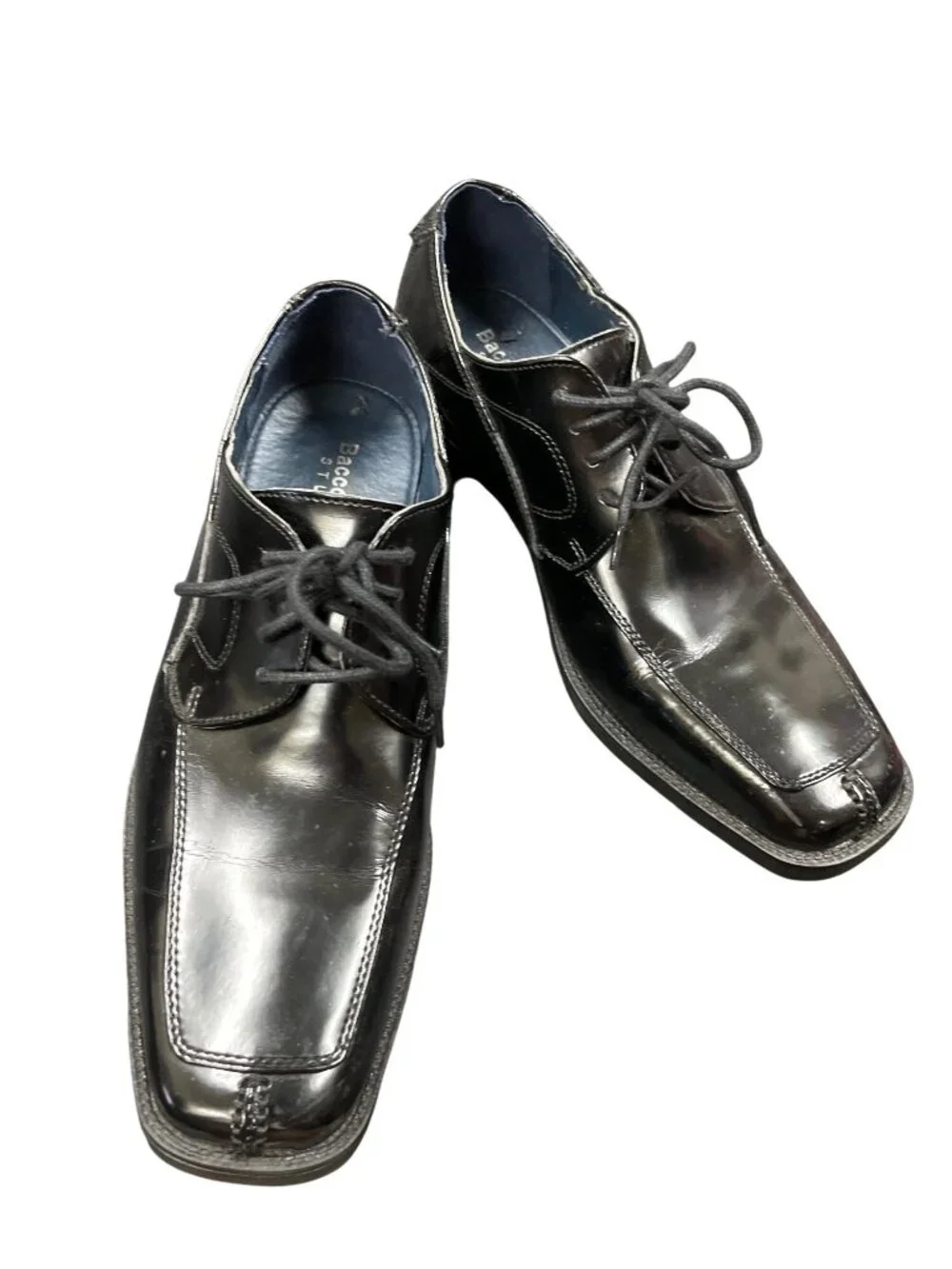 Bacco Bucci mens black leather square toe oxford dress shoes sz 9.5 SKU 10-663